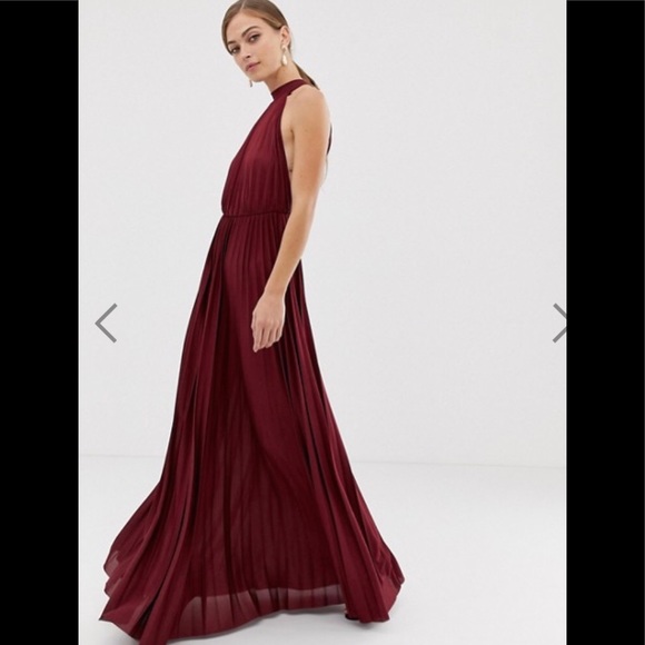 ASOS halter pleated waisted maxi dress 2 - worn once + dry cleaned - Picture 3 of 7